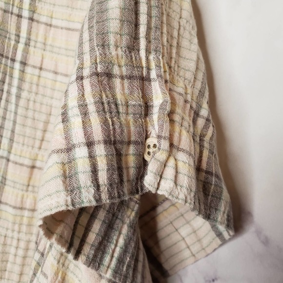 WOOLRICH Cotton Blend Plaid Button Down Short Sleeve Blouse XL - Picture 6 of 10